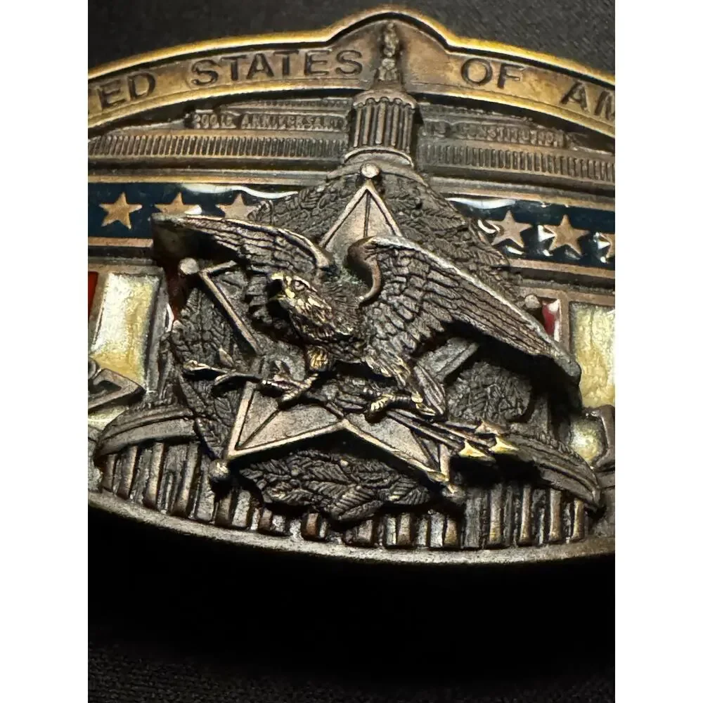Vintage Heavy USA Bicentennial‎ Numbered Belt Buckle